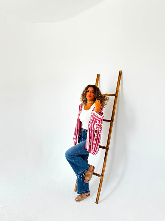 The Burgundy Stripes Linen Shirt