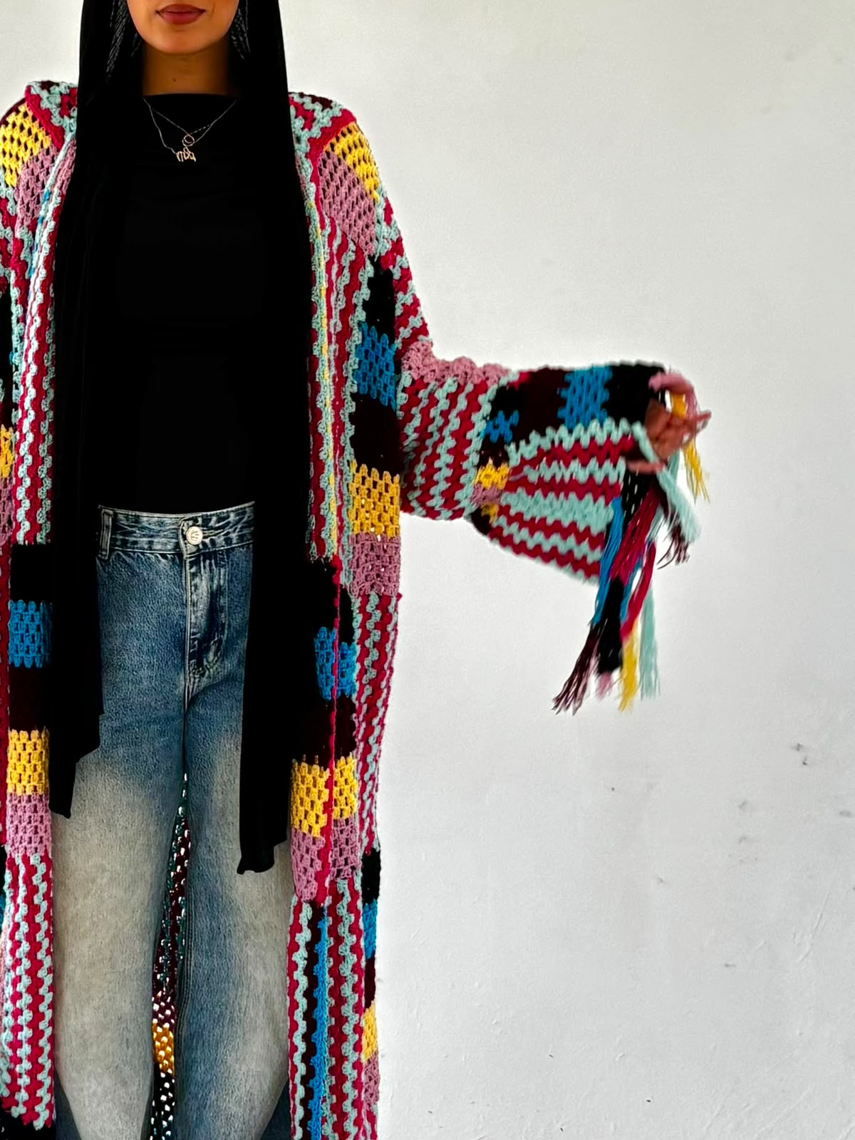 The Crochet Flowy Cardigan sleeve detail