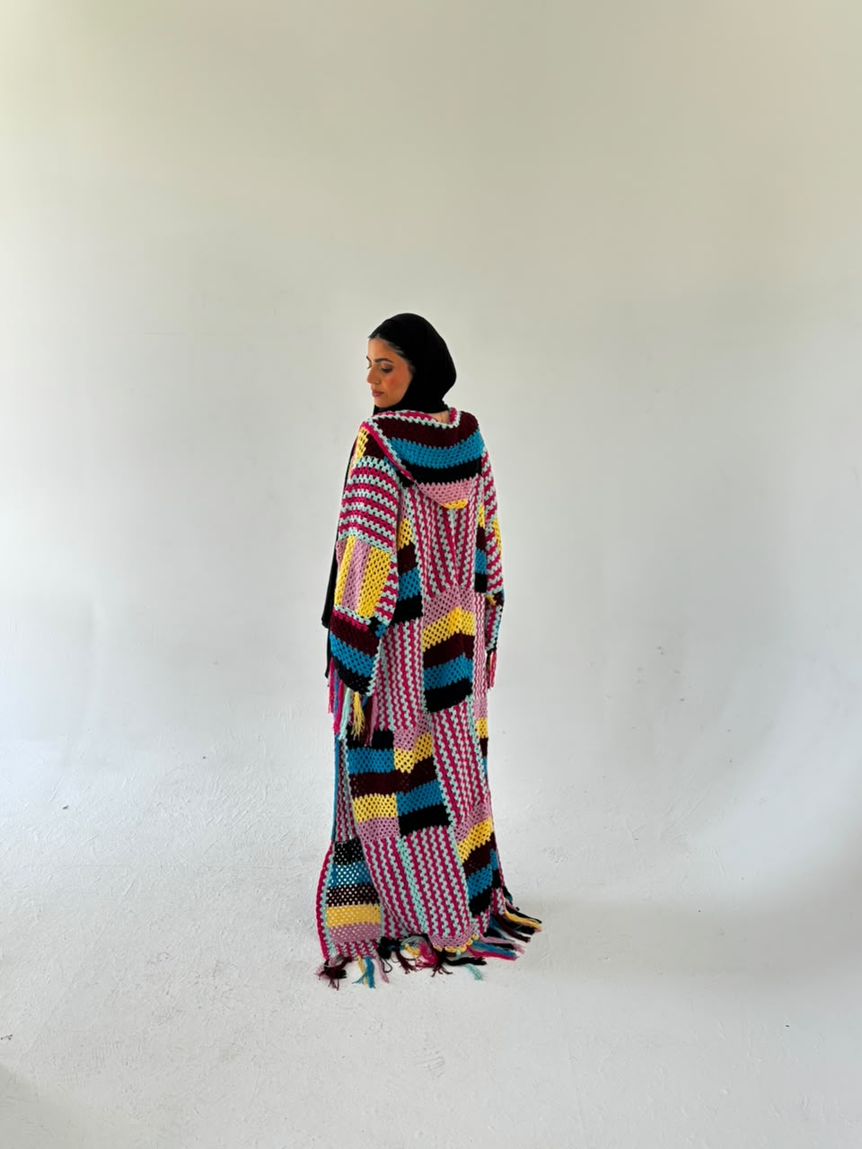 The Crochet Flowy Cardigan full back view