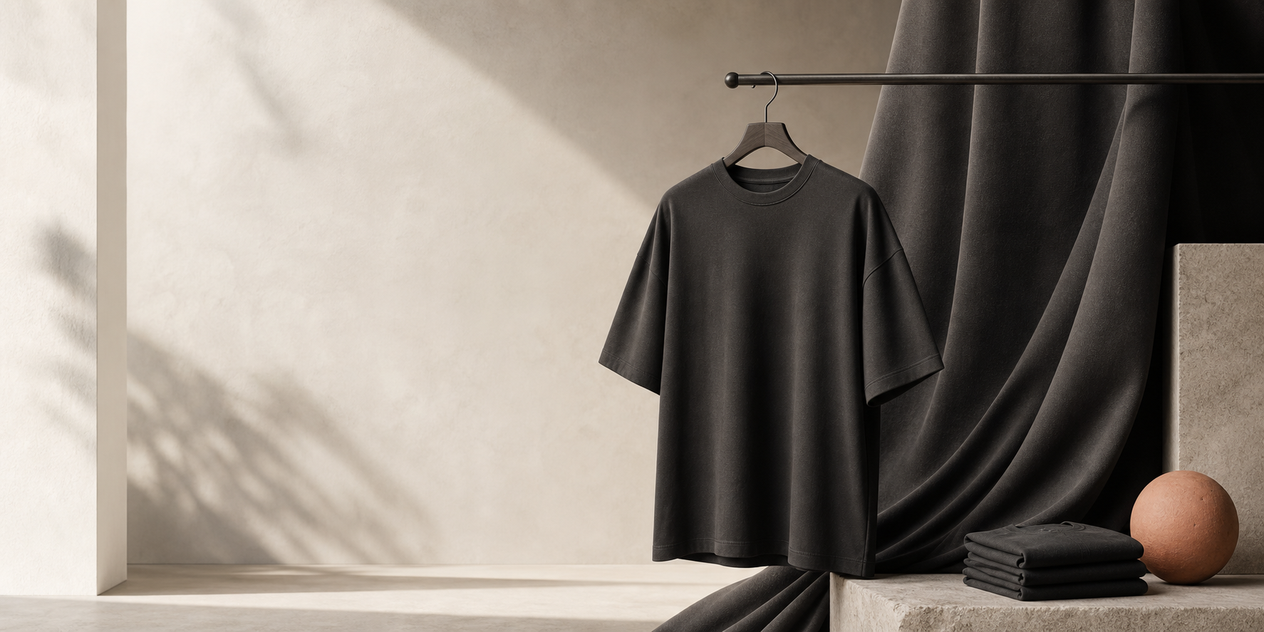FABRIX demo editorial with an oversized charcoal tee